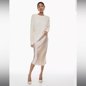 BRAND NEW!! Aritzia Slip Satin pink  Midi Skirt